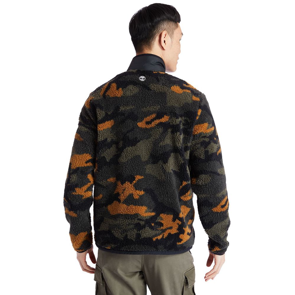 Chaquetas Timberland Hombre Camo Recycled Fleece Negras/Verde/Marrones - Chile XYN-197456